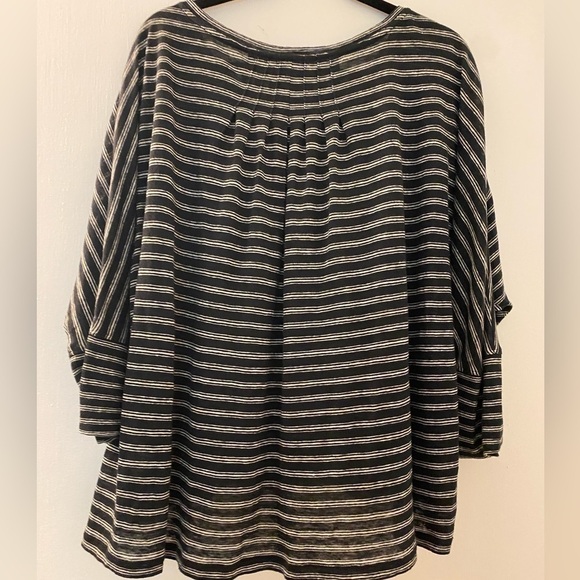 Joie linen knit sweater, oversized size M black/cream stripes, Raglan sl… - Picture 2 of 6